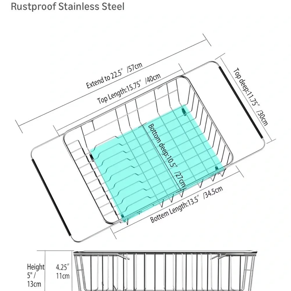 SANNO Expandable in Sink Dish Drying Rack, Rustproof Stainless Steel - Brand New - Picture 3 of 6